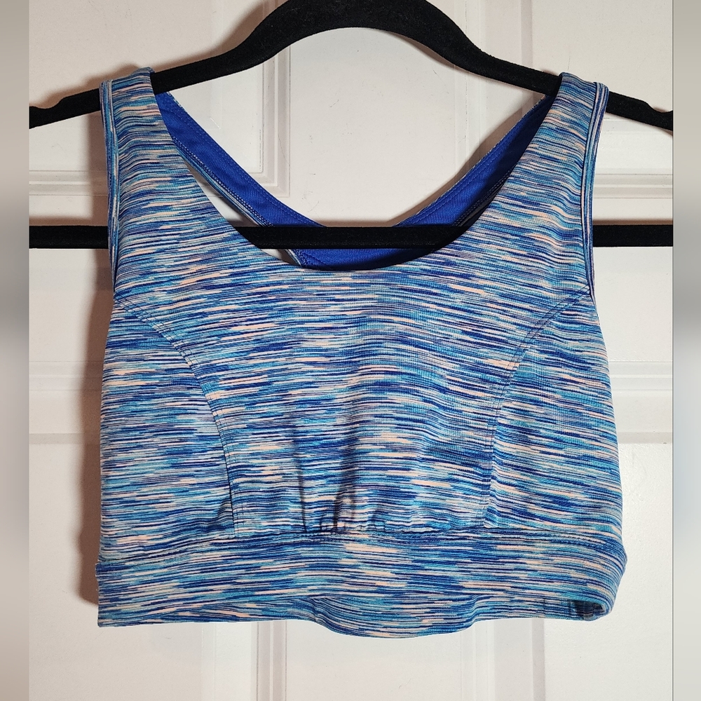 Tek Gear Blue Patterned Sports Bra Medium Support Size Medium